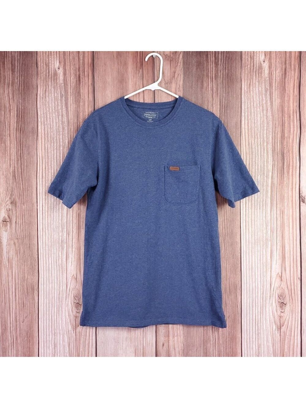 Pendleton Short Sleeve Deschutes Pocket Tee T-Shirt Mens Size Small Blue Cotton